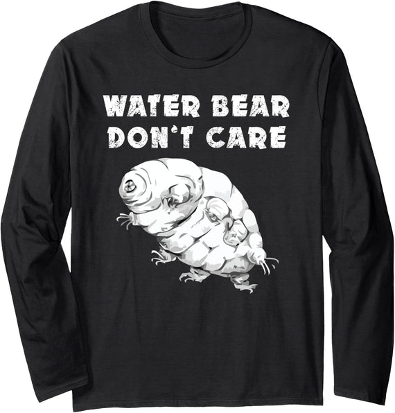 Funny Water bear Science Microbiology Apparel Co. Water Bear Don't Care Funny Tardigrade Microbiology Kids Long Sleeve T-Shirt - Black