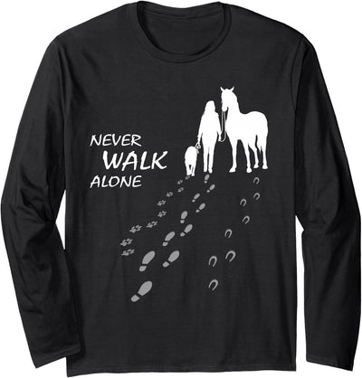 Grazy Dog - Doglover Hundeliebhaber Dog horse - never walk alone - horse fan dog lover Long Sleeve T-Shirt