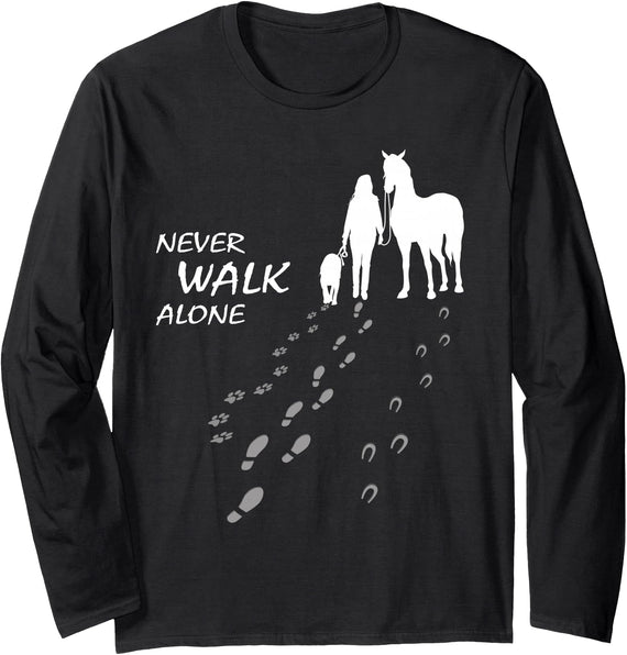Grazy Dog - Doglover Hundeliebhaber Dog horse - never walk alone - horse fan dog lover Long Sleeve T-Shirt - Black