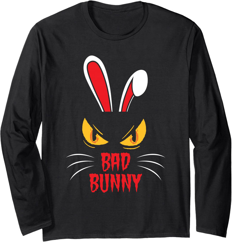 Bad Rabbit Creepy Rabbit Cool Animal Friend Long Sleeve Shirt in Black
