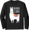 Mama Llama Lover Gifts by Memme Mama Llama Shirt for Women Long Sleeve T-Shirt - Black
