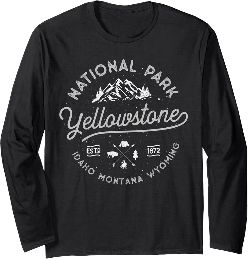 Yellowstone National Park Clothing Co. Yellowstone US National Park Bison Buffalo Vintage Men Women Long Sleeve T-Shirt -