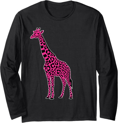 Giraffe Pink Leopard Giraffe Mom Giraffe Lover for Women Long Sleeve T-Shirt - Adult Unisex
