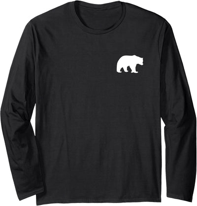 Pocket Patch Bear Badge Apparel Minimalist Bear Badge Animal Lover Polar Bear Long Sleeve T-Shirt