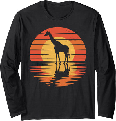 Giraffe Retro Style Giraffe Vintage Men Women Kids Long Sleeve T-Shirt - Adult Unisex