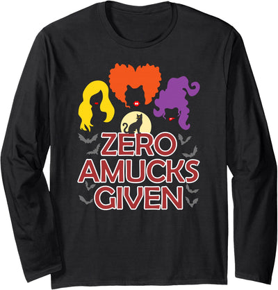 Jumpstart Creations Zero Amucks Given - Funny Halloween Witch Long Sleeve T-Shirt