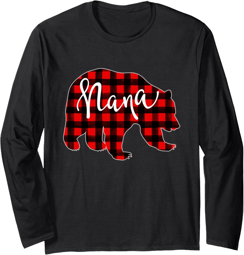 Red Plaid Matching Family Bear Buffalo Red Plaid Nana Bear Shirt Matching Pajama Family Buffalo Tee - Black