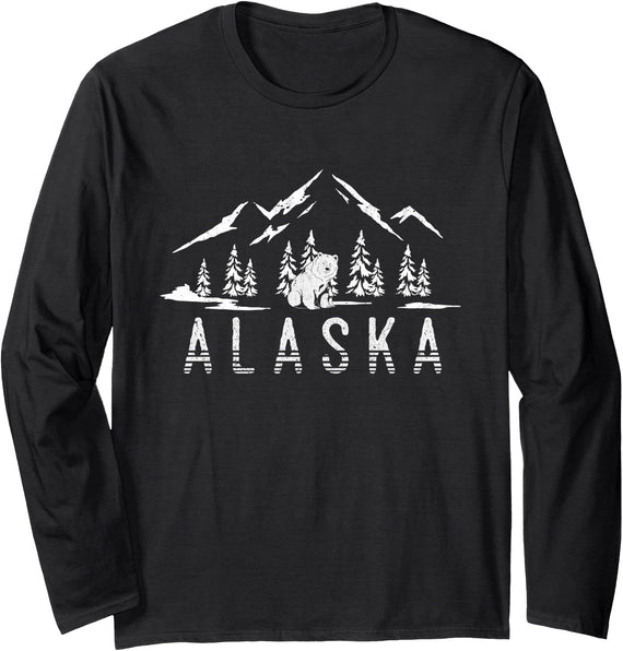 Alaska State Gift Alaskan Bear Alaska Long Sleeve T-Shirt - Black