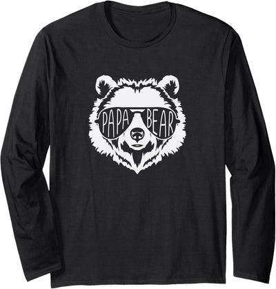 Papa Bear Face with Sunglasses Long Sleeve T-Shirt