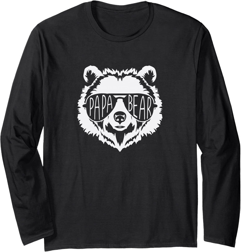 Grandpa Bear Grizzley Papa Bear Face with Sunglasses Long Sleeve T-Shirt - Black