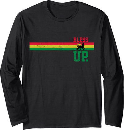 Reggae Rastafari Bless Up Lion Of Judah Rasta Gift Long Sleeve Shirt