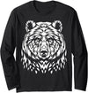 Tribal bear Shirts Tribal Ink white bear face Long Sleeve T-Shirt - Black