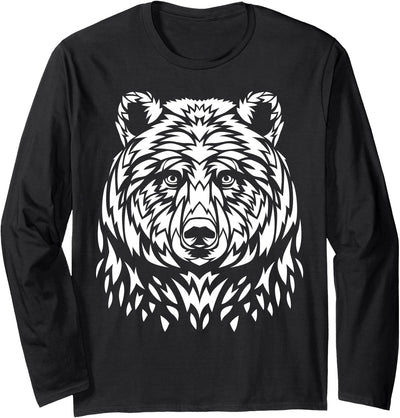 Tribal Ink white bear face Long Sleeve Shirt