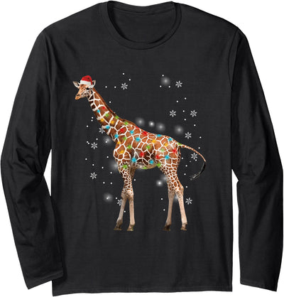 Giraffe Tree Christmas Sweater Xmas Animal Long Sleeve T-Shirt - Adult Unisex