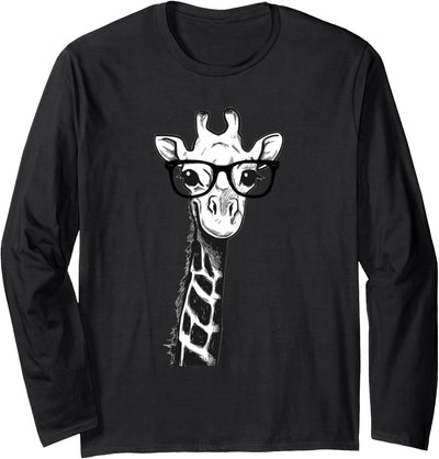 Giraffe with Glasses for Zoo Animal Lovers Long Sleeve T-Shirt - Adult Unisex