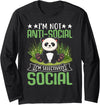 Cute Panda Lovers Kawaii Asian Bears Gifts DAIMMER I'm Not Antisocial I'm Selectively Social Long Sleeve T-Shirt - Black
