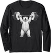 Funny Polar Bear Fitness Meme Polar Bear Gym Deadlift Workout Weightlifting Long Sleeve T-Shirt - Black