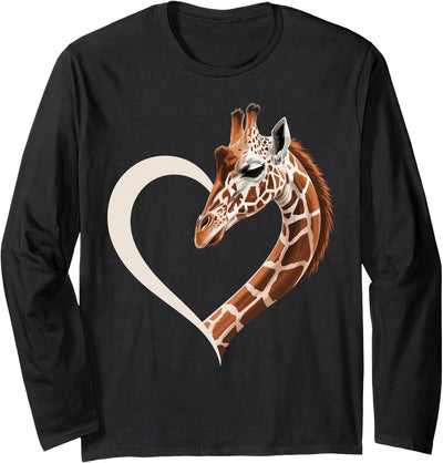 Heart Giraffe Wildlife Long Sleeve T-Shirt - Adult Unisex