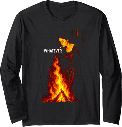 Dark Humor Collective Burning Smoking Witch Pyre, Halloween Dark Humor Gothic Long Sleeve T-Shirt
