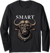 Funny Meme Smart Buffalo Gift Funny Necklace Leopard Glasses Smart Buffalo Long Sleeve T-Shirt - Black