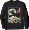 AxisNagawa Guinea Pig Kanagawa Wave Funny Surf Animal Long Sleeve T-Shirt - Black