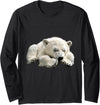Animal Sleeping Design Polar Bear Sleeping Long Sleeve T-Shirt - Black