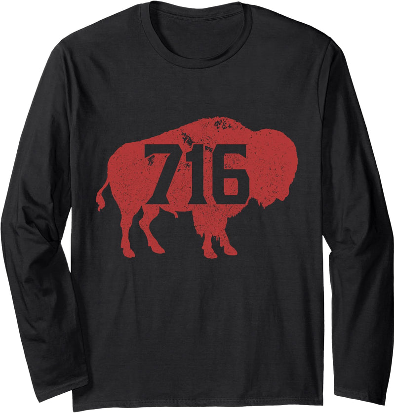Buffalo New York - Area Code 716 Buffalo NY Area Code 716 Pride Bison Buffalo New York Long Sleeve T-Shirt - Black