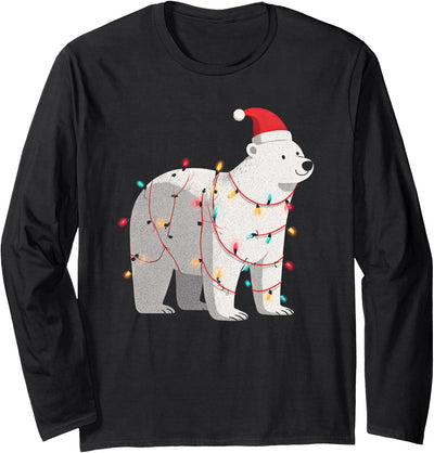 Christmas Polar Bear Lover Matching Apparel Funny Polar Bear Christmas Graphics Animal Lights Lover Long Sleeve T-Shirt