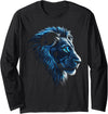 @n!mal Lion Artwork - Blue Eyes Zoo Animal Lion Long Sleeve T-Shirt - As Pictured