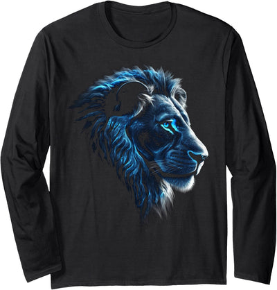 Lion Artwork - Blue Eyes Zoo Animal Lion Long Sleeve T-Shirt