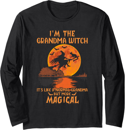 Scary Spooky Grandma Witch Halloween Costume Tees I'm The Grandma Witch Like A Normal Grandma Halloween Gifts Long Sleeve T-Shirt
