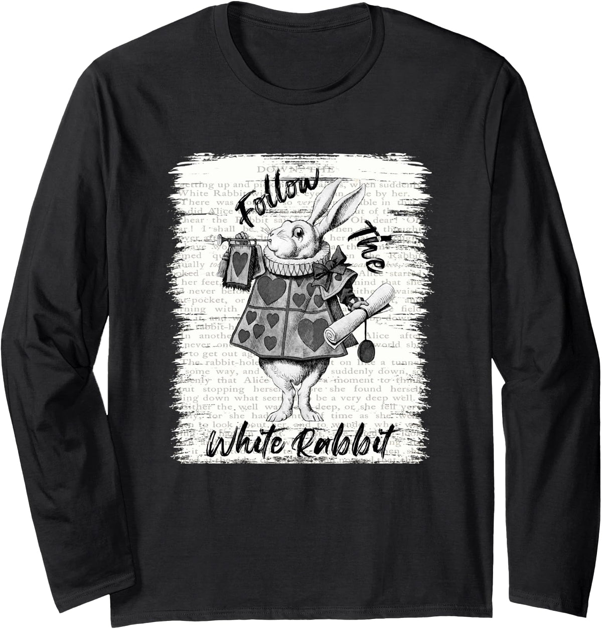 Follow the White Rabbit Long Sleeve Shirt in Black