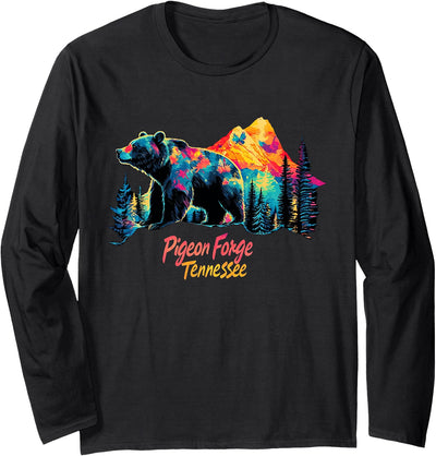 Pigeon Forge Tennessee Mountains Bear USA Hiking Souvenir TN Long Sleeve Shirt