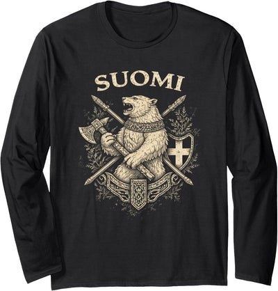 Suomi Vintage Bear Heritage Finland Finnish Pride Long Sleeve Shirt