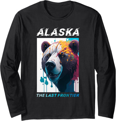 Cool Alaskan Wild Bear, Alaska State Pride Long Sleeve Shirt