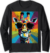 Giraffe Vintage Sunglasses Funny African By Tarin Giraffe Vintage Sunglasses Funny African Animal Lover Long Sleeve T-Shirt - Adult Unisex - Black