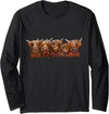 Shirley MacArthur Scottish Highland Cows ' The Happy Bunch of Coos ' Long Sleeve T-Shirt - Black