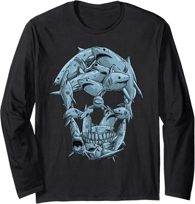 Sharks Skull halloween costume gifts Sharks skull for men women kids boys girls shark Halloween Long Sleeve T-Shirt