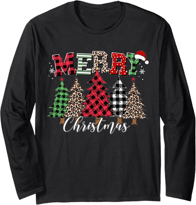 Cow Merry Christmas Leopard Buffalo Red Plaid Christmas T-Shirt
