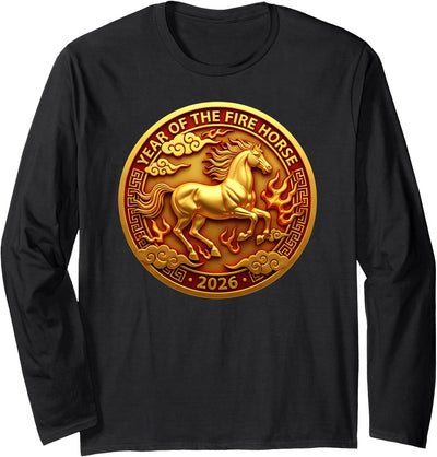 Chinese Zodiac Horse Year of the Fire Horse 2026 Long Sleeve T-Shirt