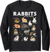 Rabbits of the World Educational Illustration Long Sleeve Shirt in Black