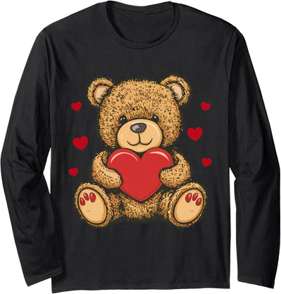 Adorable Teddy Bear with Heart- Love plushie Long Sleeve Shirt