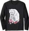Mama Polar Bear and Baby Cub for Girls and Women Long Sleeve T-Shirt - Black