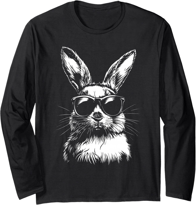 Rabbit Easter Bunny Sunglasses Long Sleeve Shirt in Black