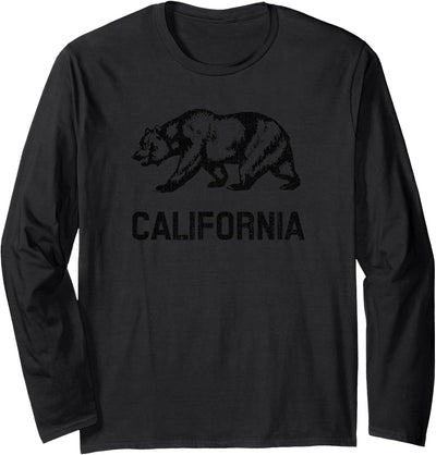California Republic Flag Distressed Bear Long Sleeve Shirt