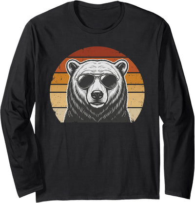 Polar Bear Retro Sunset Vintage Prints Co Polar Bear Retro Sunset Animal Lover Vintage Cool Owner Long Sleeve T-Shirt