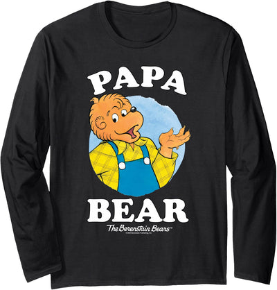 Papa Bear Long Sleeve T-Shirt - Black, XXL, Adult, Unisex, Long Sleeve, Classic Fit, Cotton 100%