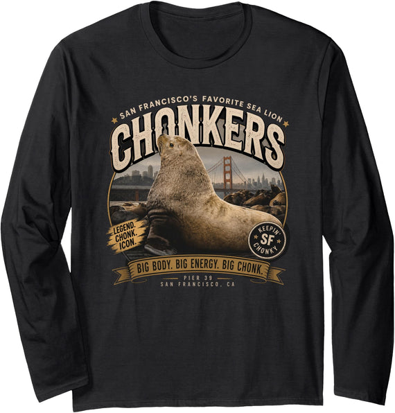 San Francisco Sea Lion Chonkers the Sea Lion Long Sleeve T-Shirt - As Pictured