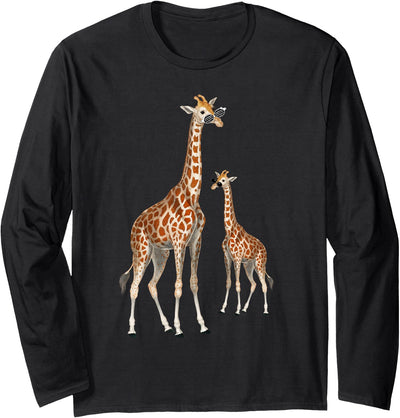 Giraffe with Sunglasses Jungle Safari Animal Giraffe Graphic Long Sleeve T-Shirt - Adult Unisex
