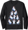 White Giant Christmas Tree Lights Santa Hats Polar Bear Christmas Tree Funny Ice Bear Holiday Long Sleeve T-Shirt - Black